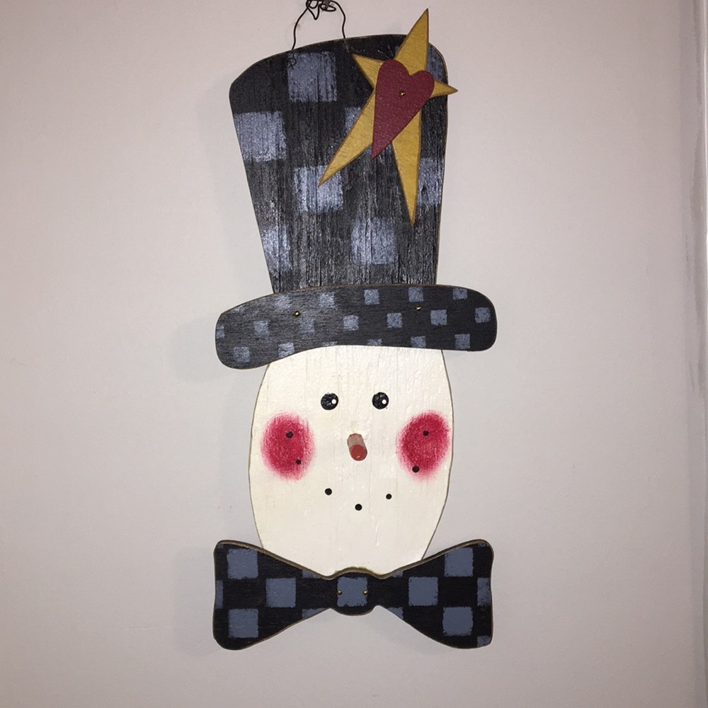 Snowman Wooden Wall Decor hand painted winter
